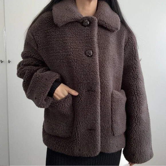Zara Chocolate Teddy Jacket XS - Picture 2 of 8